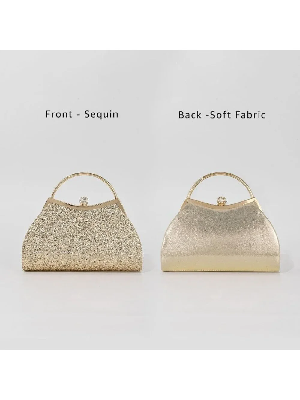 Women Sequin Gold  Glitter Pleated Clutch Purse For Sparkly Evening Wedding Bag